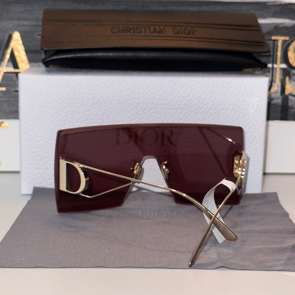 NWT DIOR M1U 141mm Shield Sunglasses in Shiny Gold/Bordeaux. - Picture 5 of 10